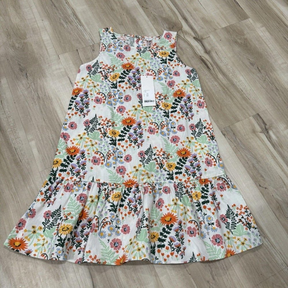 Arket Girl's Light Pink Dress With Dark Pink stripes and‎ Pockets (9-10yrs)